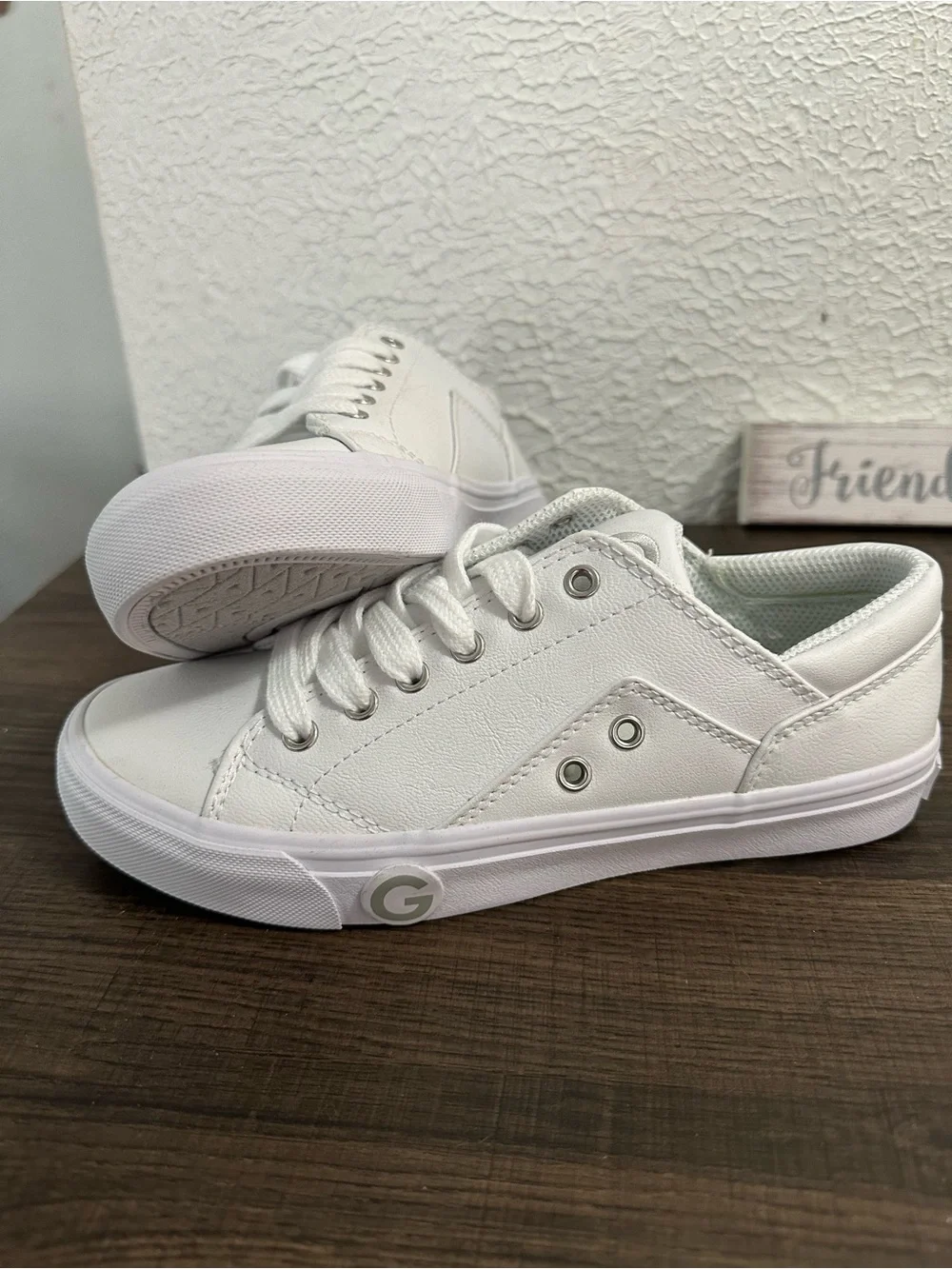 G by Guess White Low-Top Lace-Up Sneakers